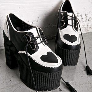 Sugarbaby Size 11 Platform Shoes Black White Heart